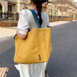 Women Canvas Totes Bag Handbags Top Handle Bag - Yellow/Black
