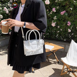 Women Casual Checker Pattern PU Shoulder Bags Crossbody Bag