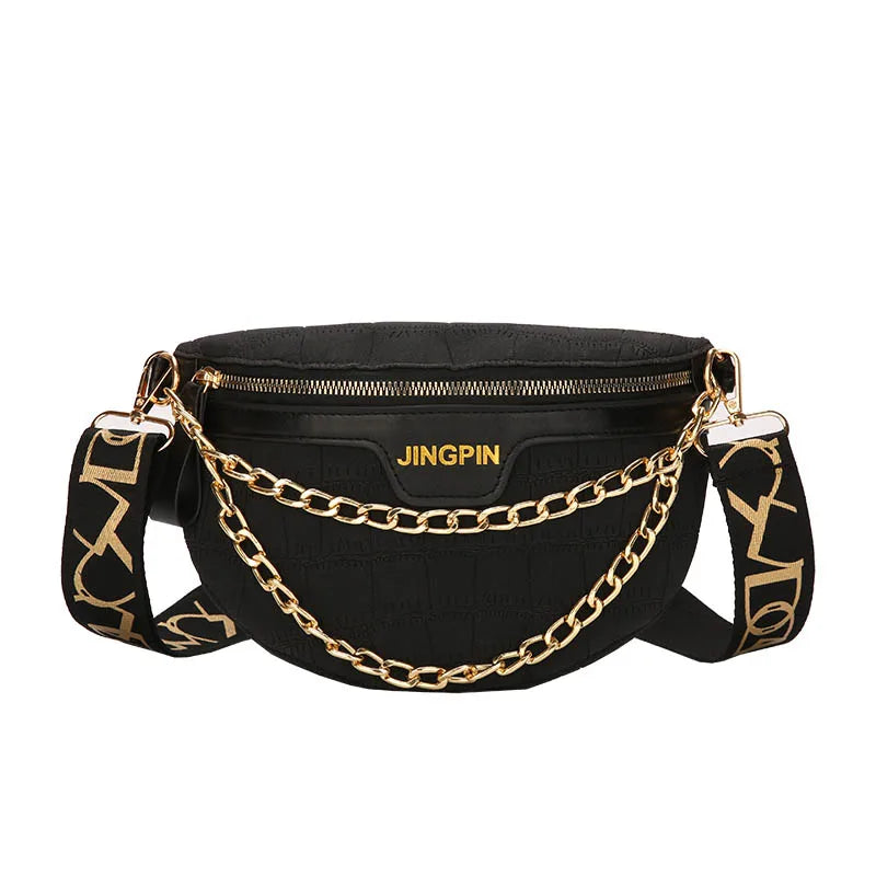 Casual Chest Bags with Metal Chain Single Shoulder Bags