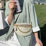 Casual Chest Bags with Metal Chain Single Shoulder Bags