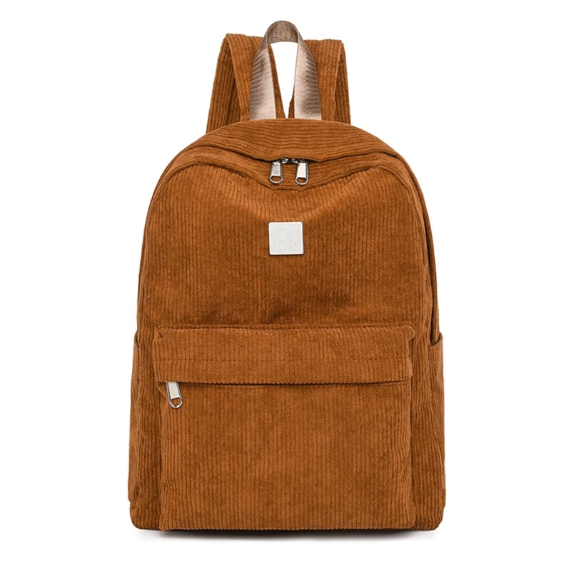 Women Casual Corduroy Backpack Soft Kids School Bag Travel College Daypack