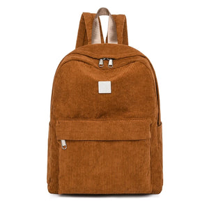 Women Casual Corduroy Backpack Soft Kids School Bag Travel College Daypack