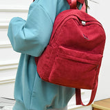 Women Casual Corduroy Backpack Soft Kids School Bag Travel College Daypack