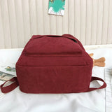 Women Corduroy Backpack with Pendant School Bag Travel College Daypack