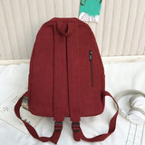 Women Corduroy Backpack with Pendant School Bag Travel College Daypack