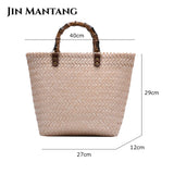 Women Casual Handbag Woven Beach Straw Rattan Tote Bag