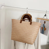 Women Casual Handbag Woven Beach Straw Rattan Tote Bag