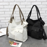 Canvas Retro Ladies Portable Eco Tote Bags Solid Color