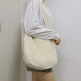 Solid Knitted Messenger Bag Large Capacity Tote Shoulder Bag Women's Crossbody