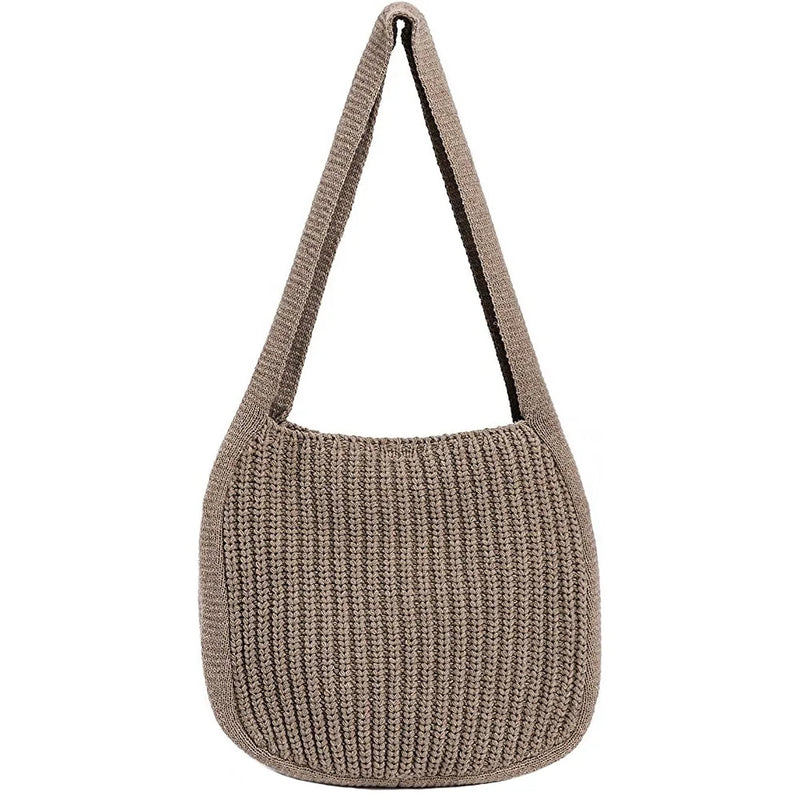Solid Knitted Messenger Bag Large Capacity Tote Shoulder Bag Women's Crossbody