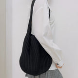 Solid Knitted Messenger Bag Large Capacity Tote Shoulder Bag Women's Crossbody