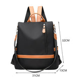 Women Casual Nylon Backpack Large Capacity Anti-theft Rucksack