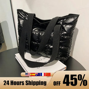 Women Casual Nylon Cloth Shoulder Bags Solid Tote Handbags