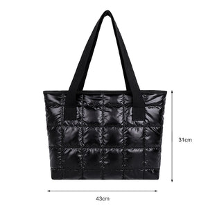 Women Casual Nylon Shoulder Bags Large Capacity Tote Handbags Quilted Shopping