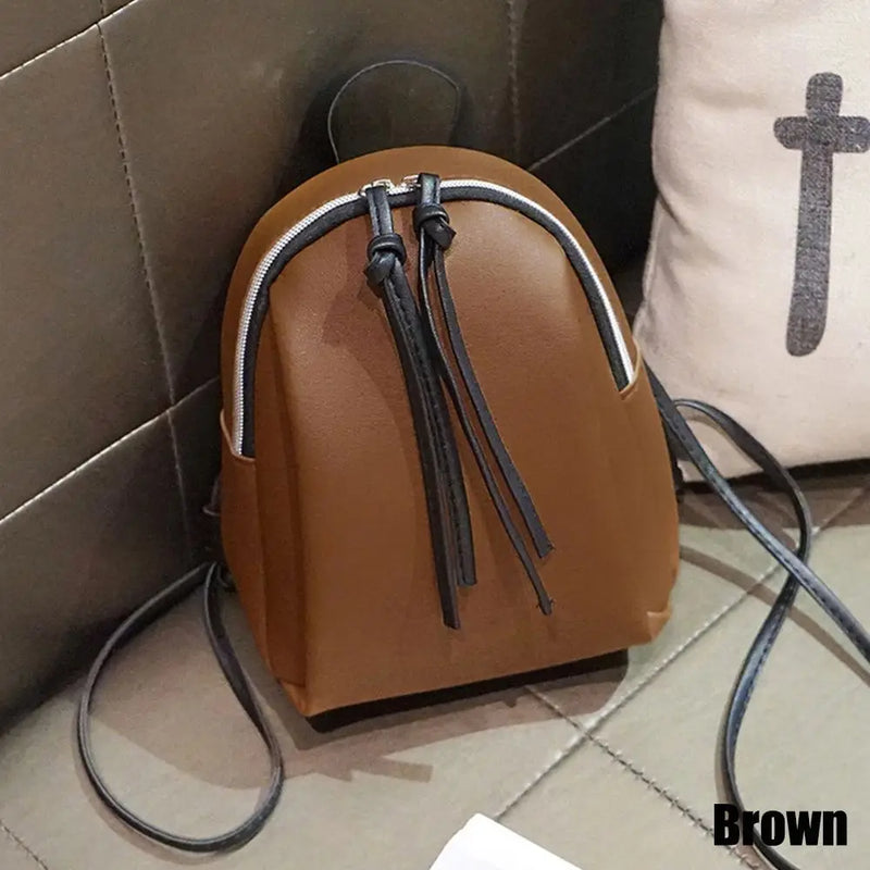 Women Casual PU Leather Mini Backpack Traveling Bags Student Bookbags