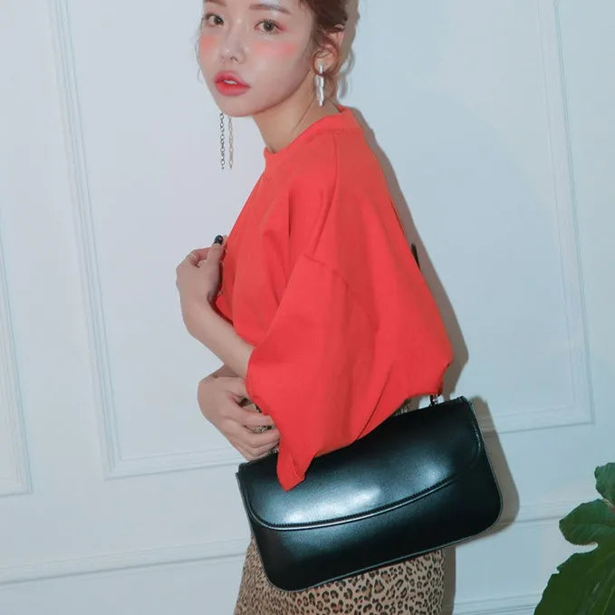 Women Casual Saddle Bag Crossbody Bags Handbag Glossy PU Shoulder Bag