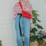 Women Casual Saddle Bag Crossbody Bags Handbag Glossy PU Shoulder Bag