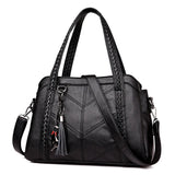 Women Casual Tassel Handbag Large Capacity Shoulder Bag Vintage PU Leather