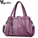Women Casual Tassel Handbag Large Capacity Shoulder Bag Vintage PU Leather