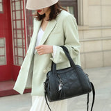 Women Casual Tassel Handbag Large Capacity Shoulder Bag Vintage PU Leather