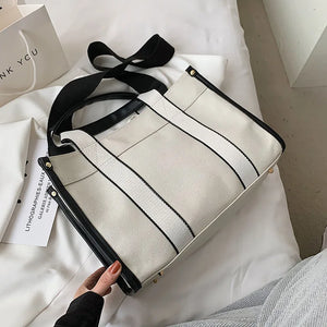 Women Casual Canvas Shoulder Bag Retro Handbag Solid Japan Korea