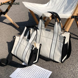Women Casual Canvas Shoulder Bag Retro Handbag Solid Japan Korea