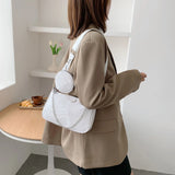 Women Casual Shoulder Bag 2 Pieces Set Stone Pattern Leather Women Bags