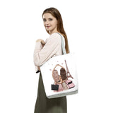 Character Printed Tote Bag Reusable Shopping Shoulder Travel Beach Bag