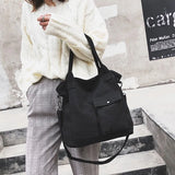Women Casual Solid Crossbody Canvas Bags Large Capacity Shopping Handbag