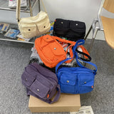Casual Small Canvas Shoulder Bag Summer Multiple Pockets Crossbody Bags