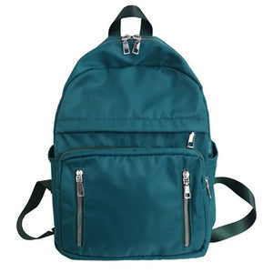 Women Waterproof Zip Backpack Student Travel Multi-pocket School Bag