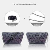 Women Chain Shoulder Bag Luminous Geometric Messenger Bags