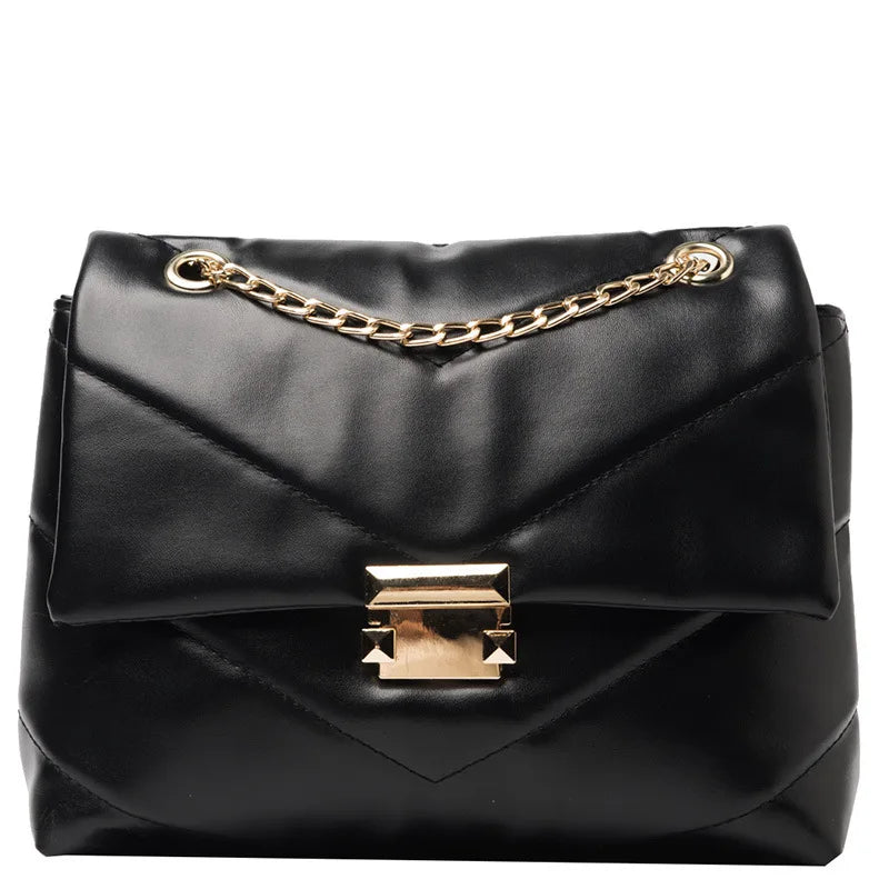 Solid Crossbody Bag PU Leather Flap Shoulder Pouch