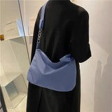 Canvas Chain Strap Tote Bag Zipper Crossbody Shopper Bag