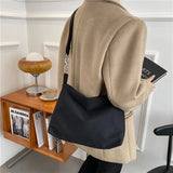 Canvas Chain Strap Tote Bag Zipper Crossbody Shopper Bag