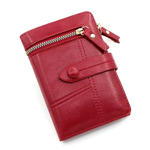 Women Change Purse Short Wallet PU Leather Zipper Hasp Ladies Purses Money
