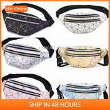 Women Laser Chest Bag Geometric Waist Bags Phone Pouch Fanny Pack