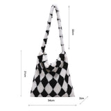 Women Checkerboard Print Shoulder Bag Large Capacity Tote Bags