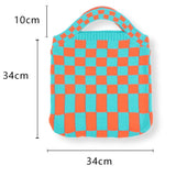 Women Checkered Shoulder Bag Woolen Knitted Clash Tote Bag