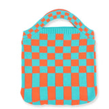 Women Checkered Shoulder Bag Woolen Knitted Clash Tote Bag