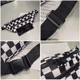 Women Checkered Waist Bag Female Canvas Chest Bags Woman Plaid Waist Packs