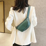 Women Chest Packs PU Leather Fanny Pack High Waist Bag