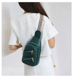 Women Chest Packs Solid PU Leather Female Shoulder Handbags