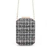 Plaid Flap Wedding Clutch Bag Vintage Style Shoulder Purse Party Banquet