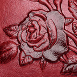 Chinese Floral Print Shoulder Bag Faux Leather Handbag Large Capacity