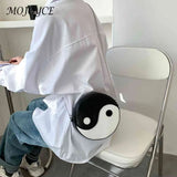 Women Chinese Style Circular Chain Crossbody Bag PU Leather Round Shoulder Bag