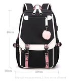 Women Girls School Backpack Anti Theft USB Charge Waterproof Bagpack