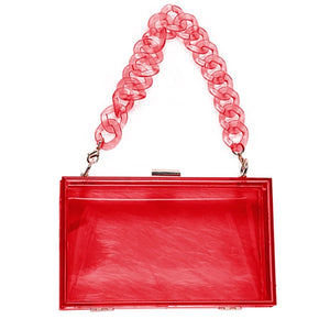 Clear Acrylic Box Clutch Crossbody Bag with Strap