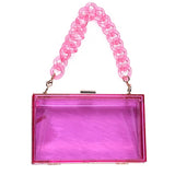 Clear Acrylic Box Clutch Crossbody Bag with Strap