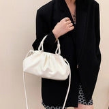 Women Cloud Bags Pleated Handlebags PU Leather Armpit Bag Female Satchel